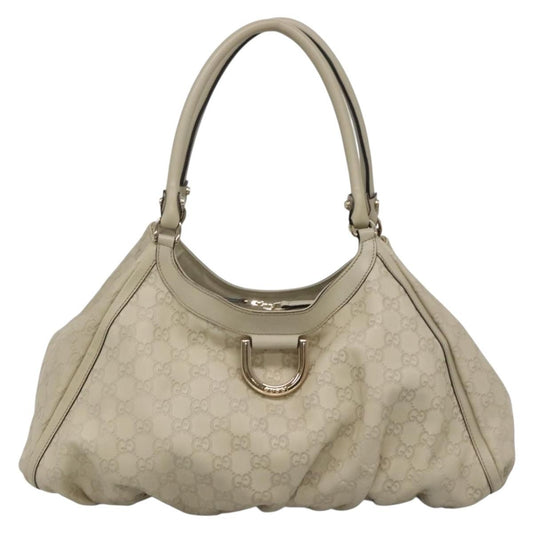 Gucci D Ring Hobo Guccissima Leather, WHITE, LEATHER, Handbag