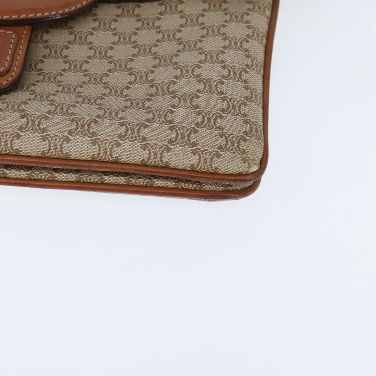 Celine Vintage Macadam Shoulder Bag Canvas and Leather, BEIGE, CANVAS, Shoulder bag