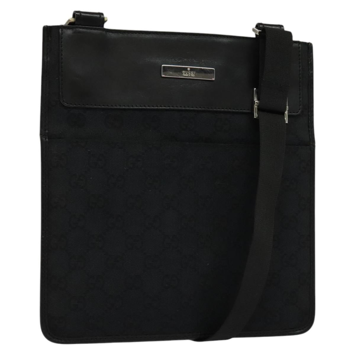 Gucci Front Pocket Messenger Canvas, BLACK, CANVAS, Shoulder bag