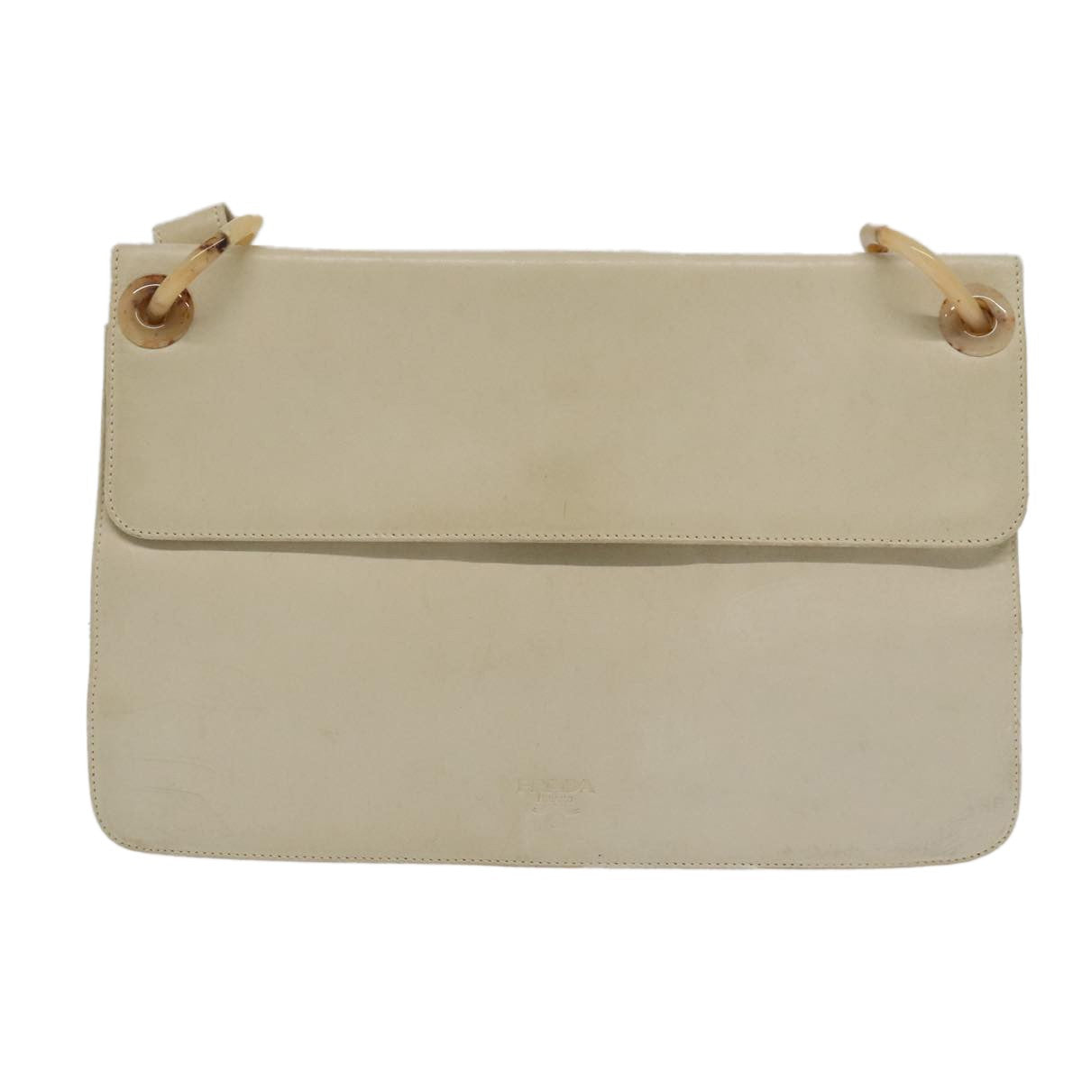 Prada Flap Shoulder Bag Leather, BEIGE, LEATHER, Shoulder bag