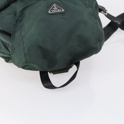 Prada Vela Double Front Pocket Backpack Tessuto with Saffiano Leather, GREEN, NYLON, Backpack