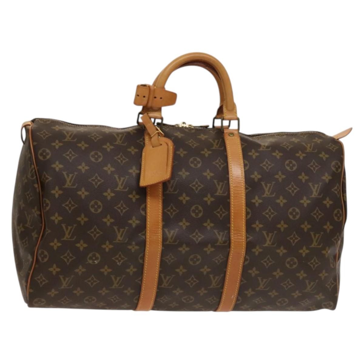 Louis Vuitton Keepall Bag Monogram Canvas, BROWN, CANVAS, Travel bag