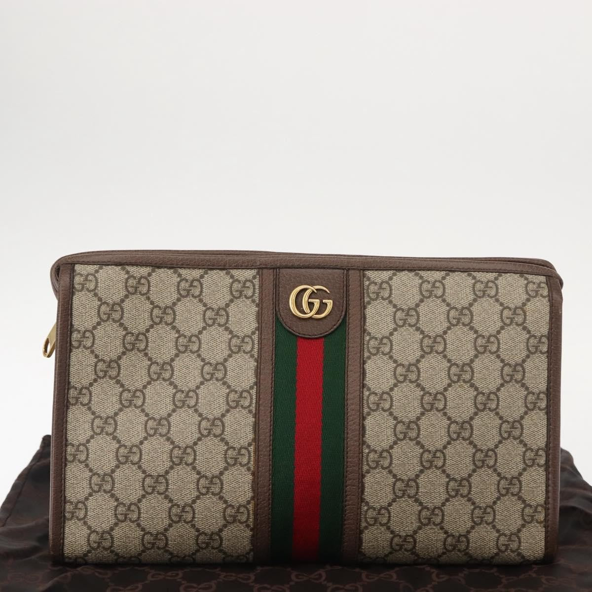 Gucci Ophidia Pouch GG Coated Canvas, BEIGE, CANVAS, Clutche & pouche