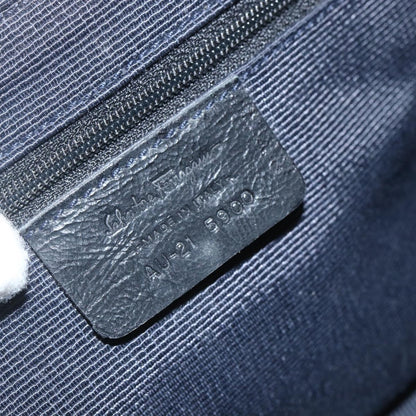 Salvatore Ferragamo Gancini Shoulder Bag Canvas, BLUE, CANVAS, Shoulder bag