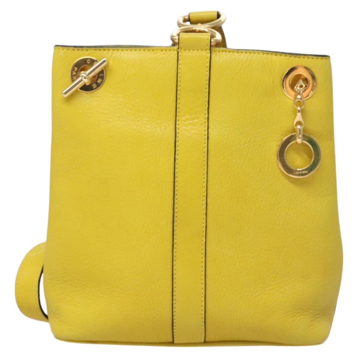 Celine Shoulder Bag Leather, YELLOW, LEATHER, Shoulder bag