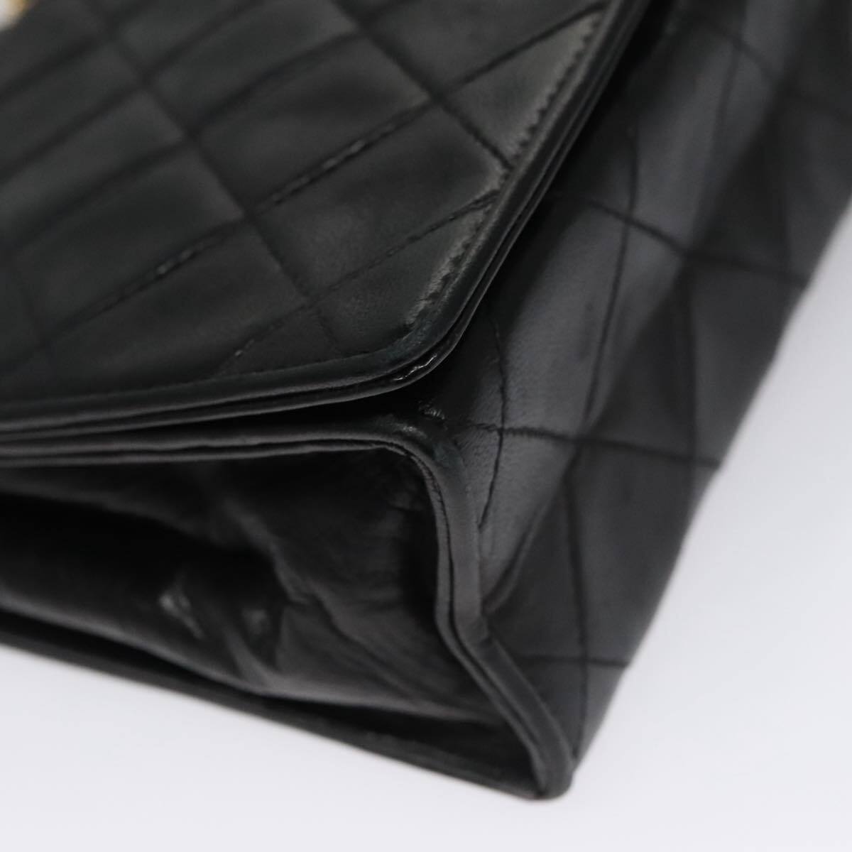 Chanel Vintage Full Flap Shoulder Bag Leather, BLACK, LEATHER, Shoulder bag