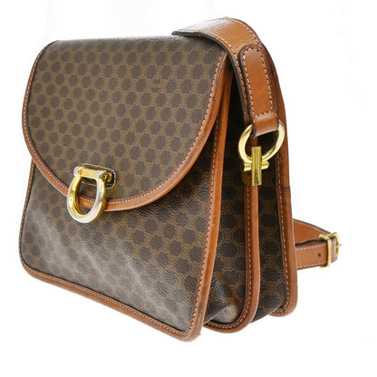 Celine Macadam Shoulder Bag Leather, BROWN, LEATHER, Shoulder bag