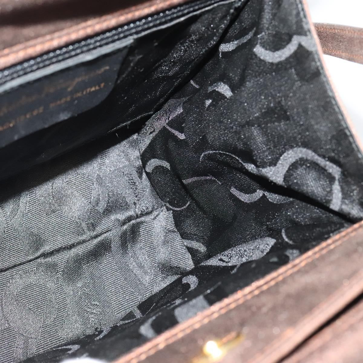 Salvatore Ferragamo Gancini Shoulder Bag Leather, BROWN, LEATHER, Shoulder bag