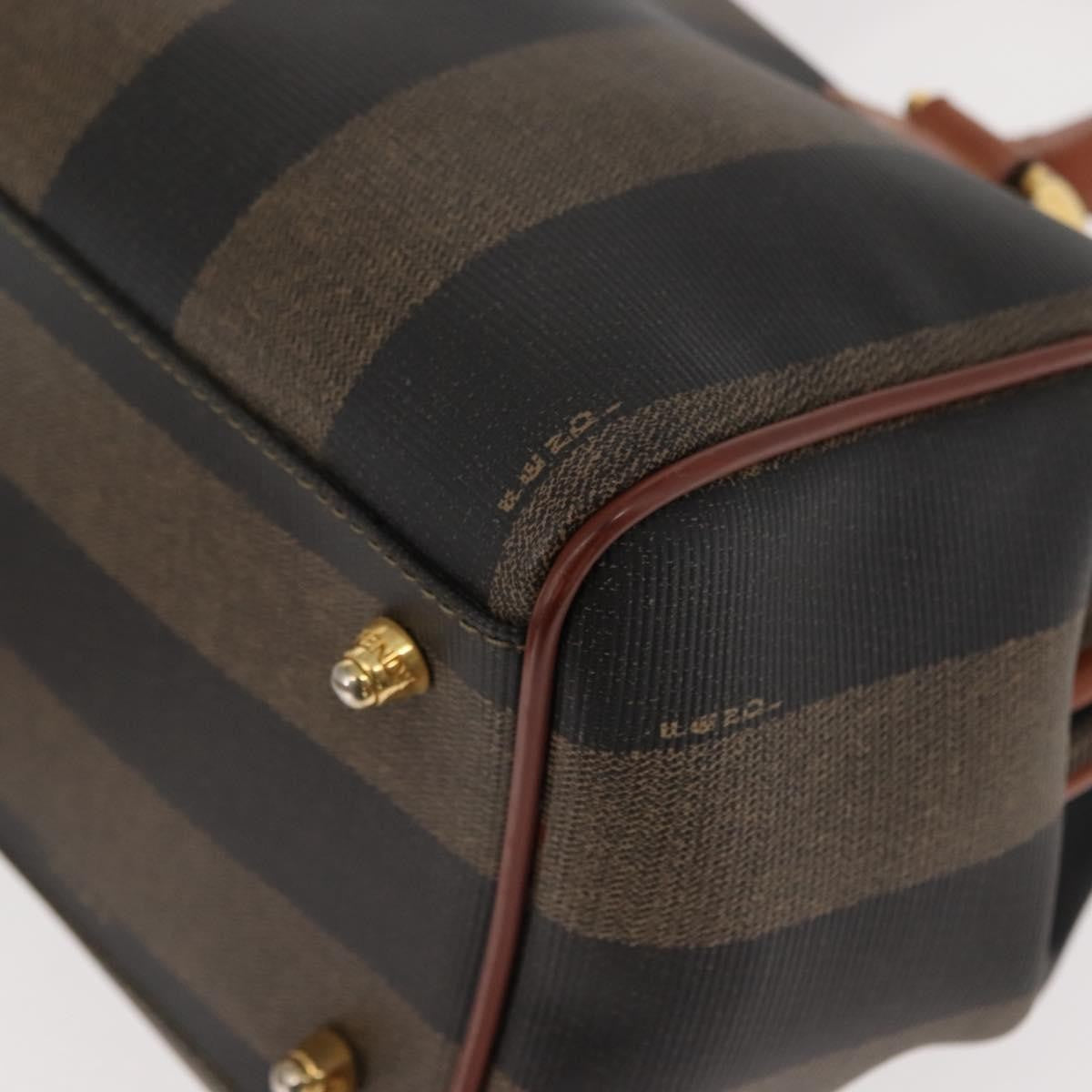 Fendi Vintage Pequin Convertible Boston Bag Coated Canvas, BROWN, CANVAS, Handbag