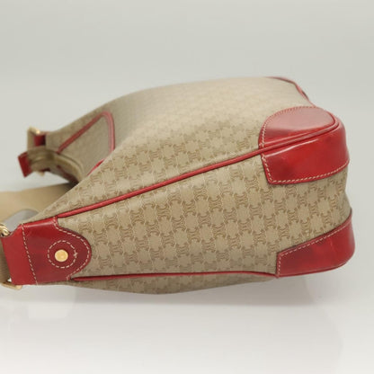 Celine Vintage Macadam Shoulder Bag Canvas and Leather, BEIGE, CANVAS, Shoulder bag