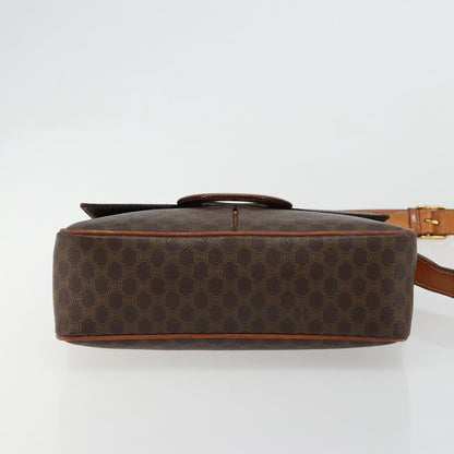 Celine Vintage Macadam Circle Logo Shoulder Bag Canvas and Leather, Brown, Canvas, Shoulder Bag