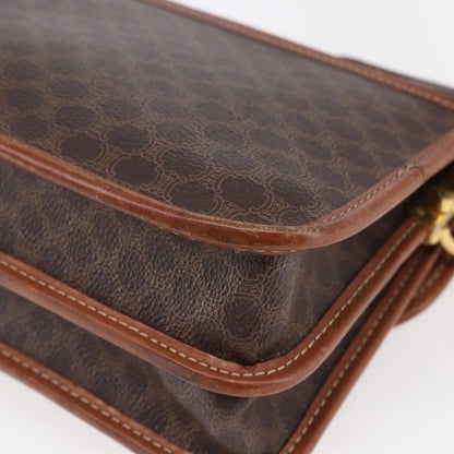 Celine Flap Shoulder Bag Canvas, BROWN, CANVAS, Shoulder bag