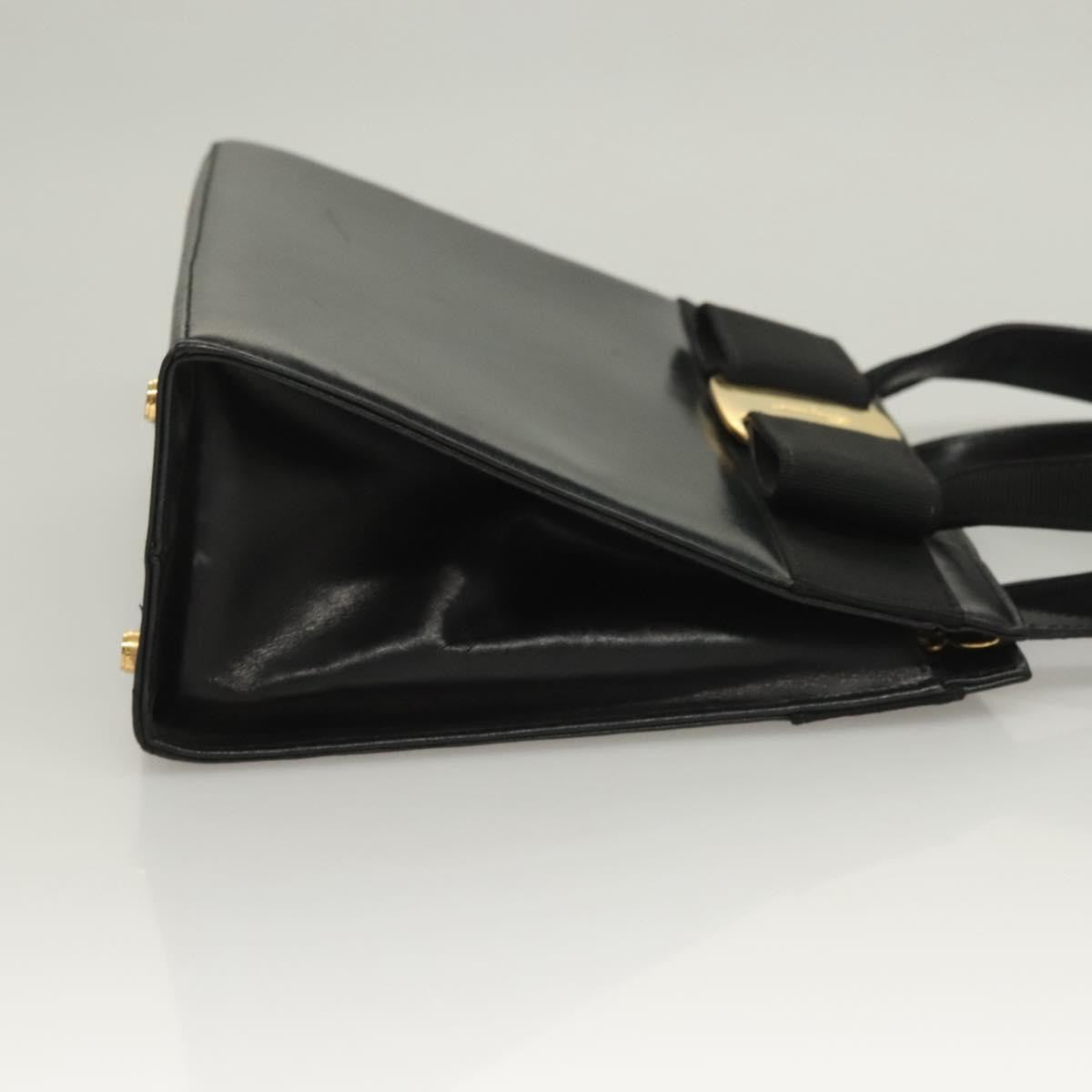 Salvatore Ferragamo Convertible Vara Bow Tote Leather, BLACK, LEATHER, Handbag