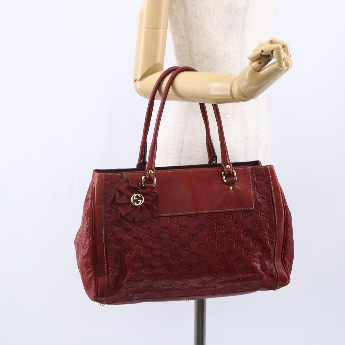 Gucci Vintage tote Leather, RED, LEATHER, Tote bag