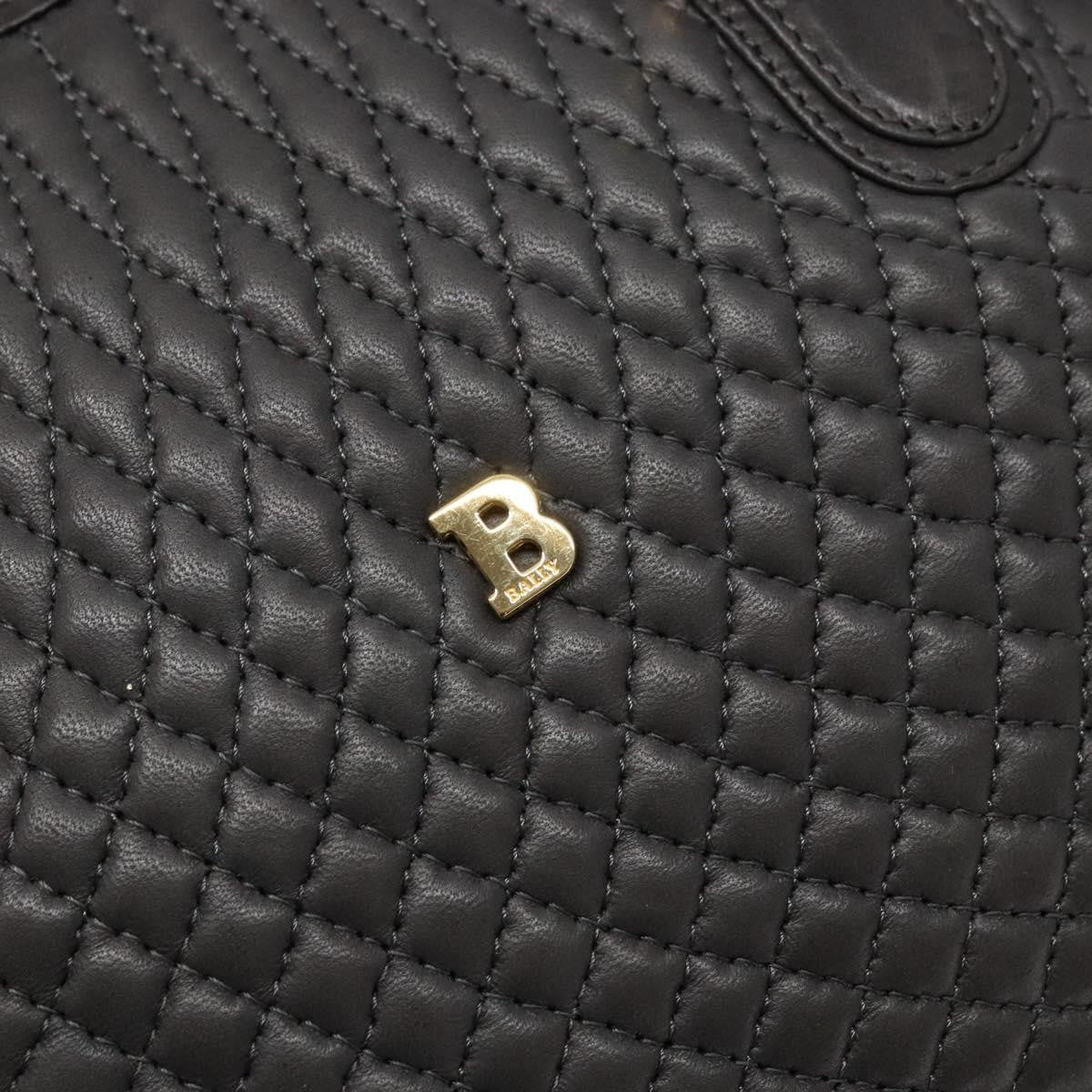 Bally Vintage Handbag Quilted Leather, GRAY, LEATHER, Handbag