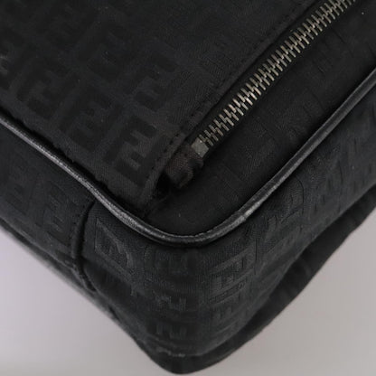 Fendi Convertible Pushlock Flap Satchel Zucca Canvas and Leather, BLACK, CANVAS, Briefcase