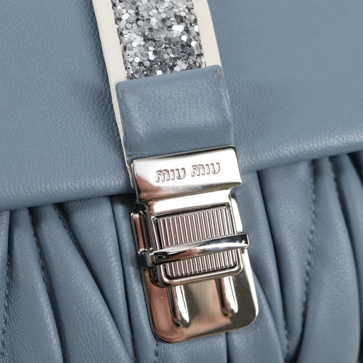 Miu Miu Madras Chain Clutch Matelasse Leather with Glitter, BLUE, LEATHER, Shoulder bag