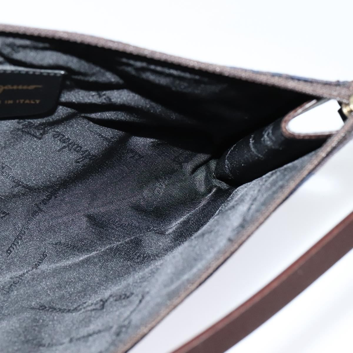 Salvatore Ferragamo Gancini handbag Canvas, NAVY, CANVAS, Handbag