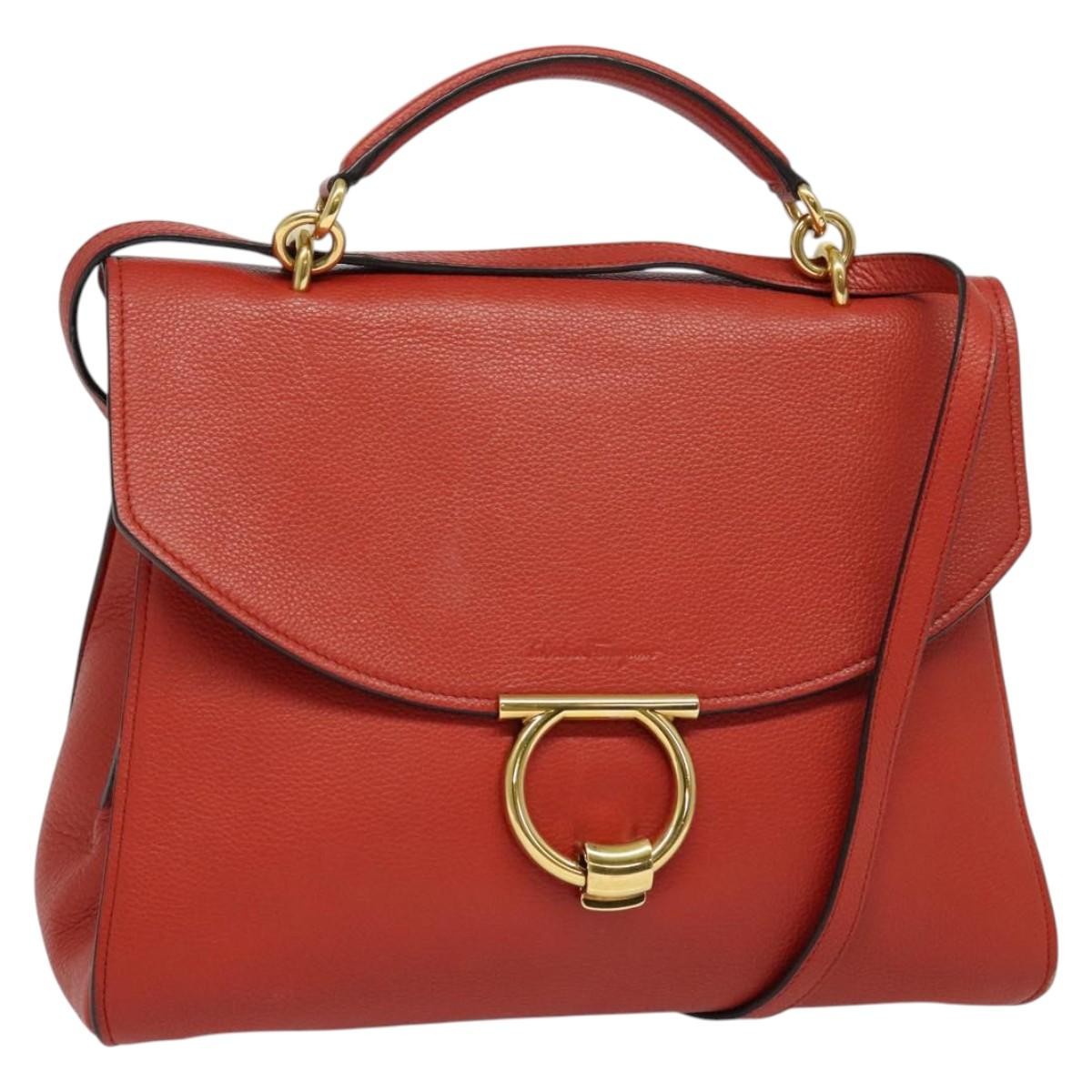 Salvatore Ferragamo Margot Satchel Leather, RED, LEATHER, Handbag
