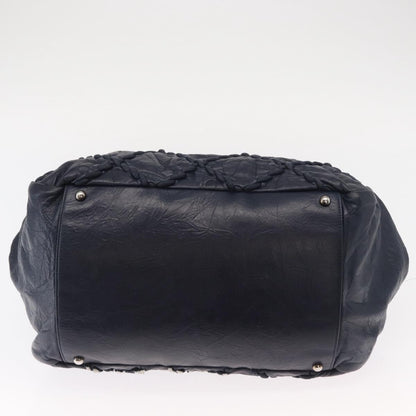 Chanel Ultra Stitch Chain Tote Quilted Calfskin, NAVY, LEATHER, Tote bag
