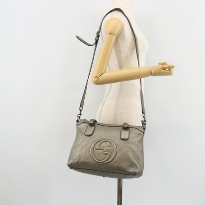 Gucci Soho Convertible Top Handle Bag Leather, Silver, Leather, Handbag