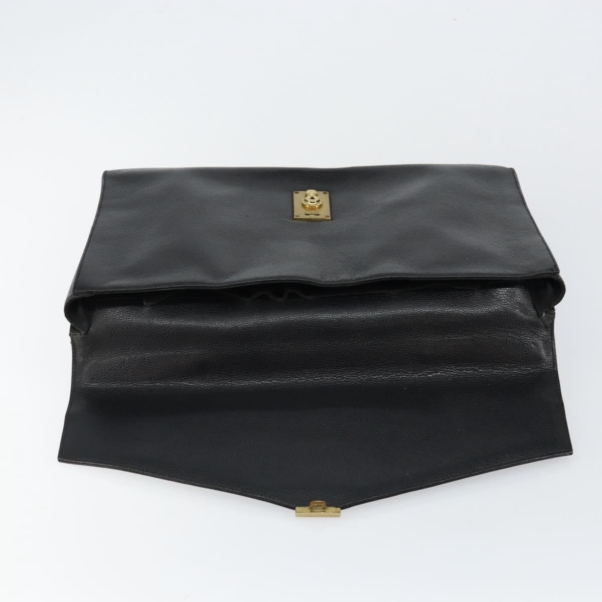 Chanel Vintage Lock Briefcase Caviar, Black, Leather, Briefcase