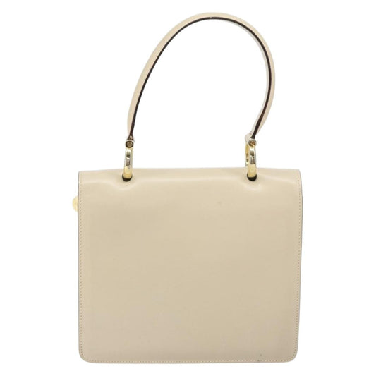 Celine Vintage Top Handle Bag Glazed Leather, ECRU, LEATHER, Handbag