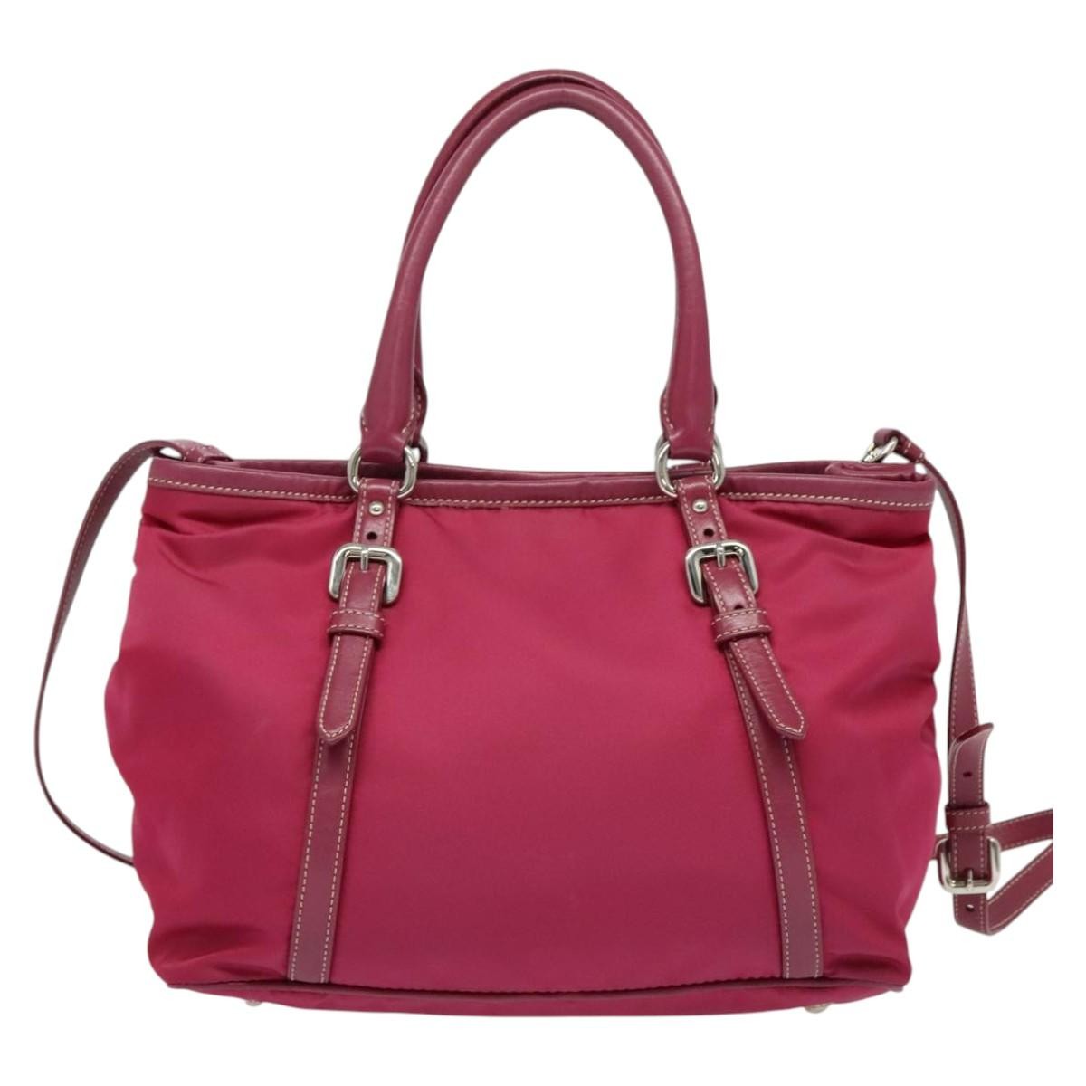 Prada Convertible Belted Hobo Tessuto with Leather, PINK, NYLON, Tote bag