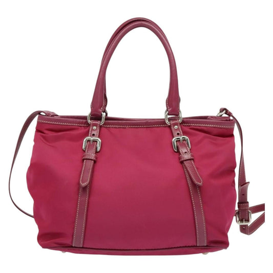 Prada Convertible Belted Hobo Tessuto with Leather, PINK, NYLON, Tote bag