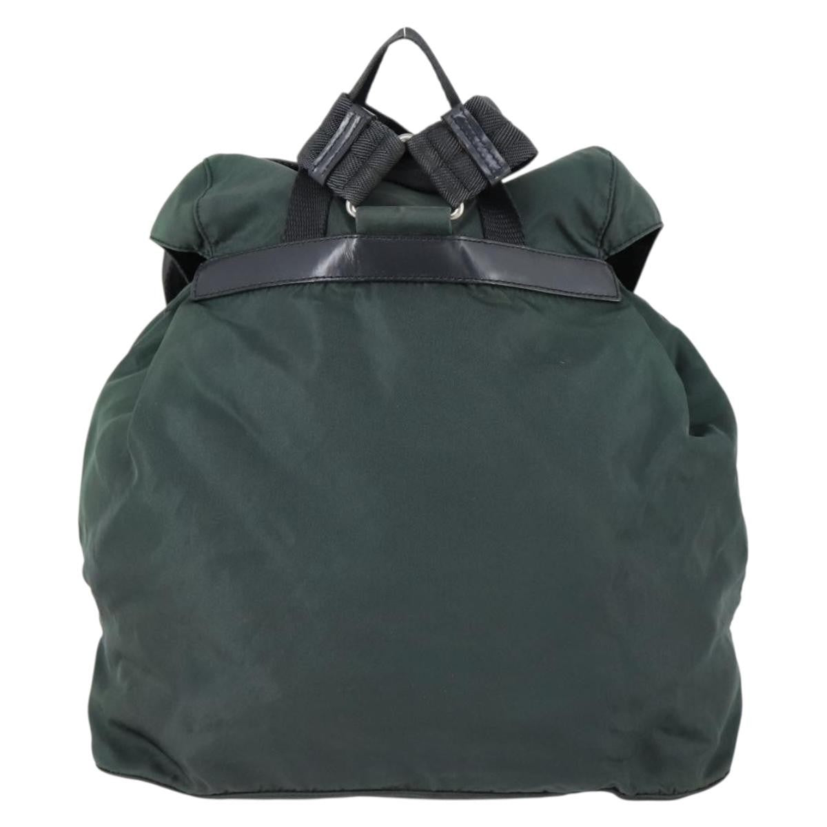 Prada Vela Double Front Pocket Backpack Tessuto with Saffiano Leather, GREEN, NYLON, Backpack