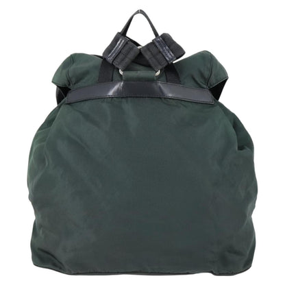 Prada Vela Double Front Pocket Backpack Tessuto with Saffiano Leather, GREEN, NYLON, Backpack