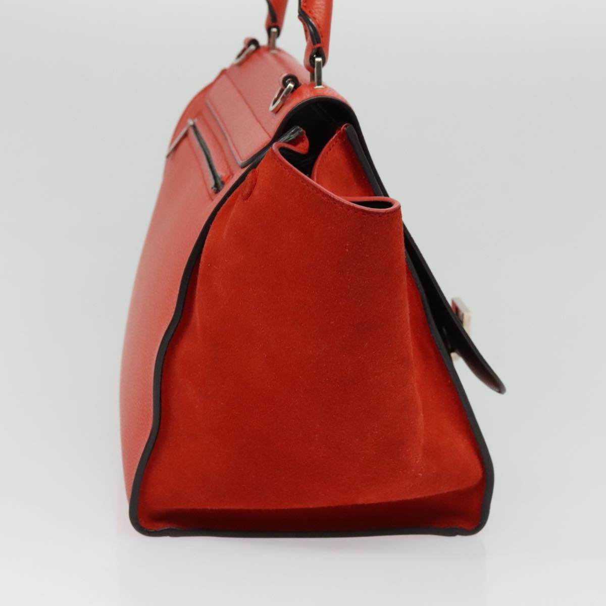 Celine Trapeze Bag Leather with Suede, RED, LEATHER, Handbag