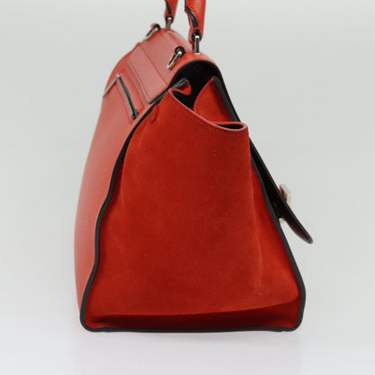 Celine Trapeze Bag Leather with Suede, RED, LEATHER, Handbag