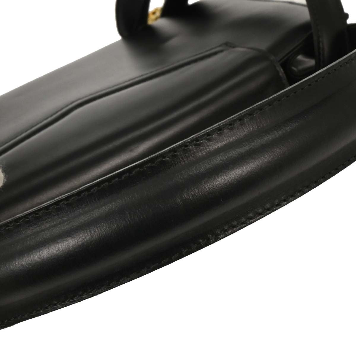 Celine Gancini Handbag Leather, BLACK, LEATHER, Handbag