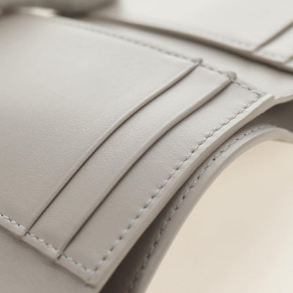 Celine Triomphe Trifold Wallet Leather, Beige, Leather, Wallet