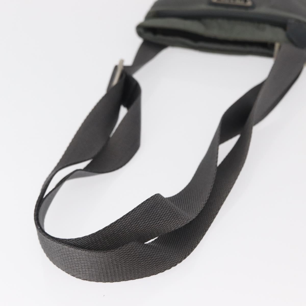 Prada Front Zip Convertible Flat Messenger Tessuto with Leather, GRAY, NYLON, Shoulder bag