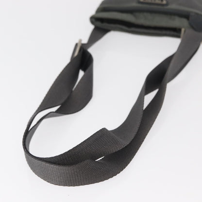 Prada Front Zip Convertible Flat Messenger Tessuto with Leather, GRAY, NYLON, Shoulder bag