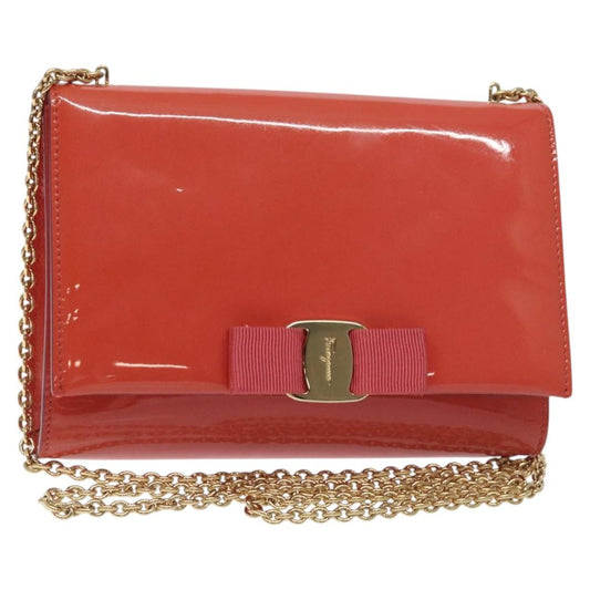 Salvatore Ferragamo Ginny Crossbody Bag Patent, ORANGE, PATENT_LEATHER, Shoulder bag