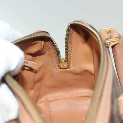 Celine Macadam Handbag Macadam with leather, BROWN, CANVAS, Handbag