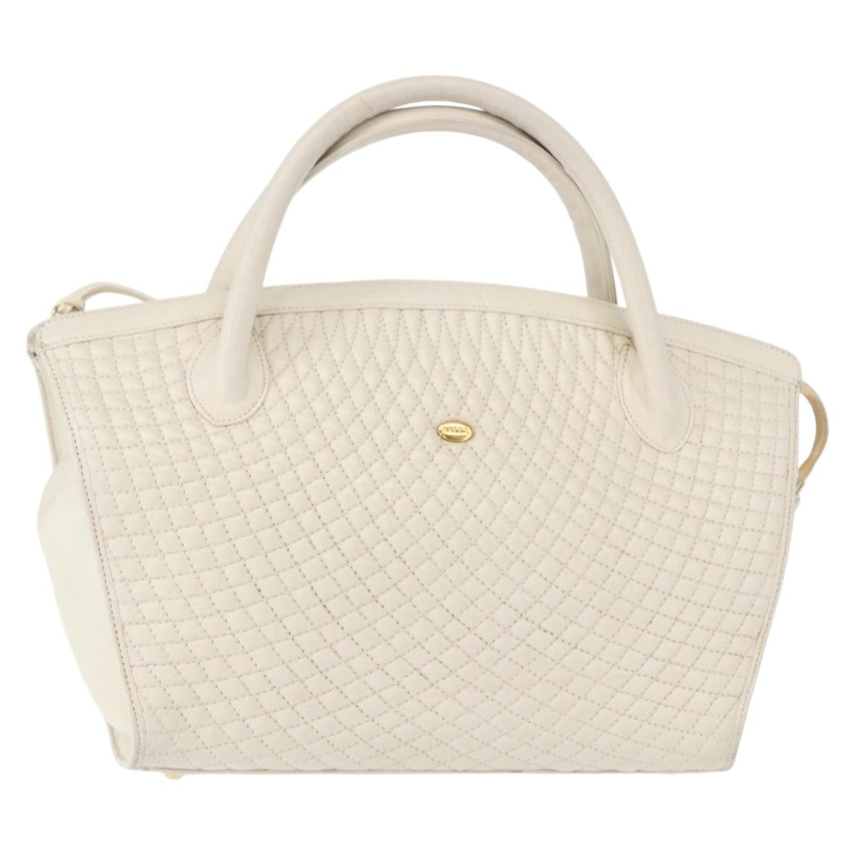 Bally Vintage Handbag Quilted Leather, WHITE, LEATHER, Handbag