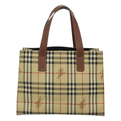 Burberry Top Handle Tote Haymarket Coated Canvas, BEIGE, PVC, Tote bag