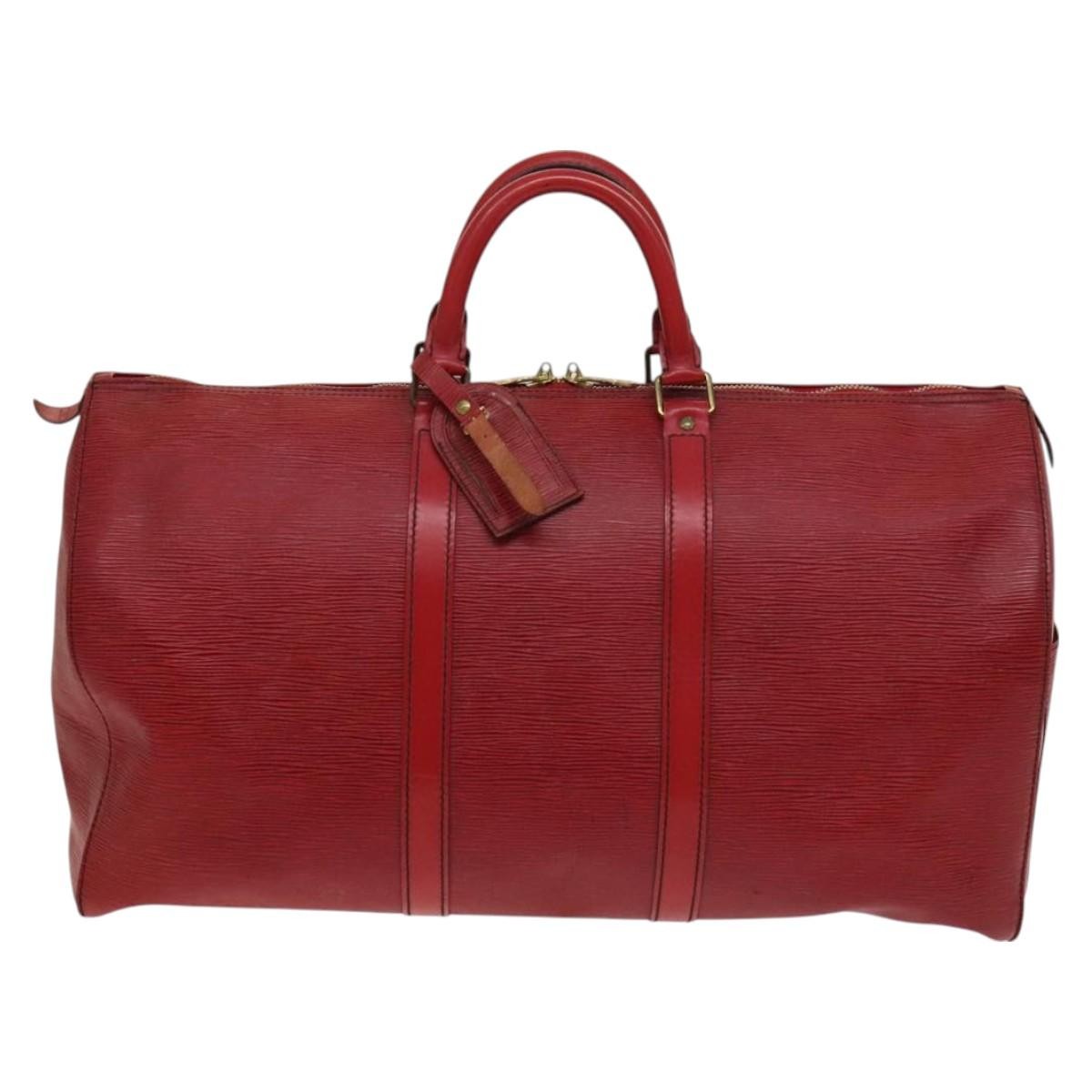 Louis Vuitton Keepall Bag Epi Leather, RED, LEATHER, Travel bag