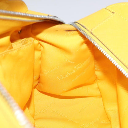 Salvatore Ferragamo Gancini handbag Canvas and Leather, YELLOW, CANVAS, Handbag