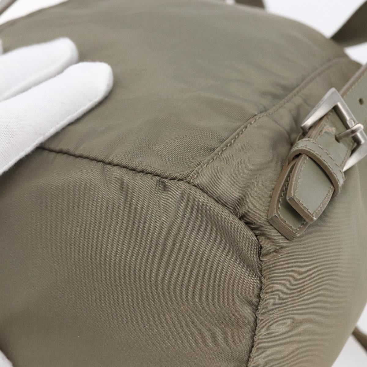 Prada Front Pocket Buckle Backpack Nylon, BEIGE, NYLON, Backpack