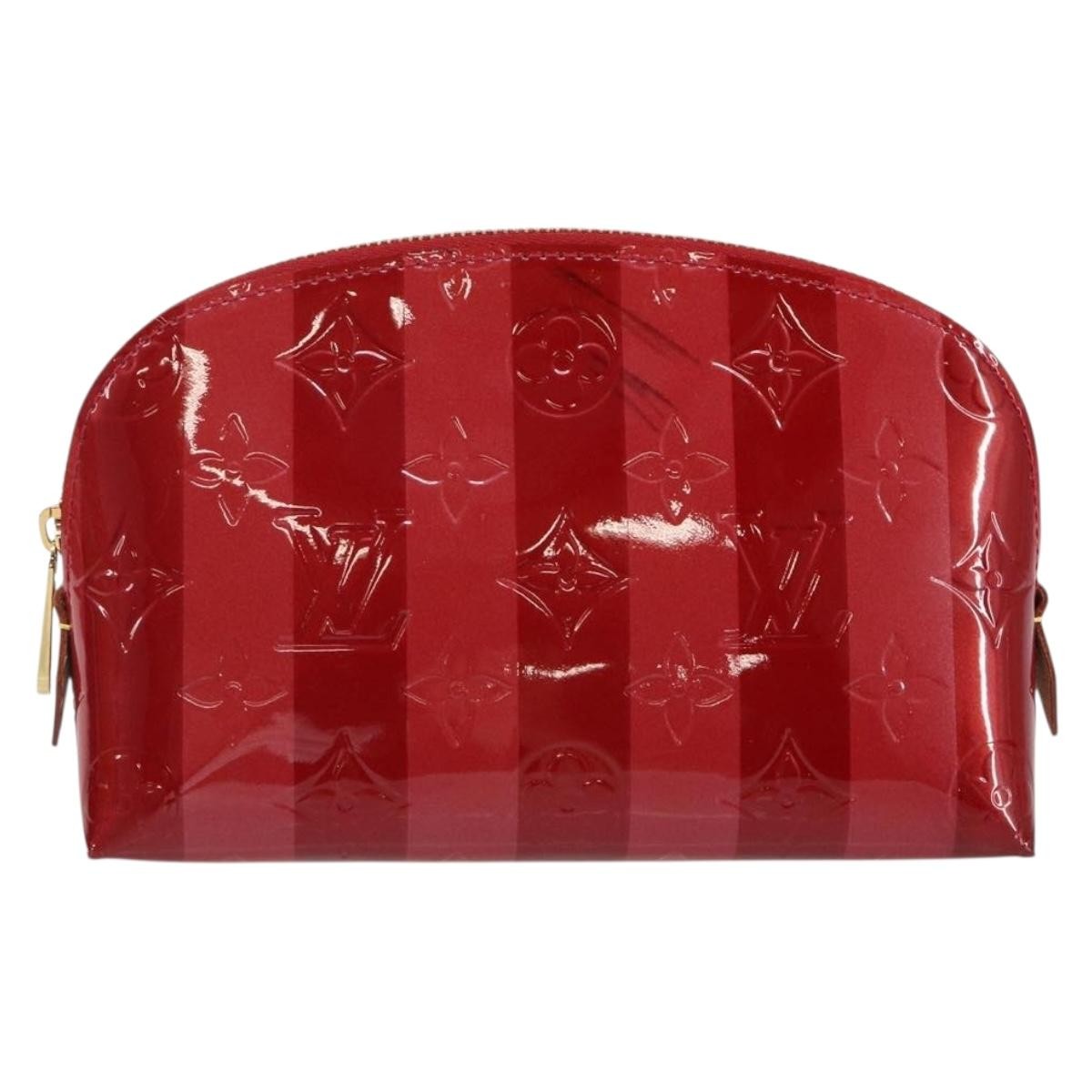 Louis Vuitton Cosmetic Pouch Limited Edition Monogram Vernis Rayures, RED, PATENT_LEATHER, Toiletry Case