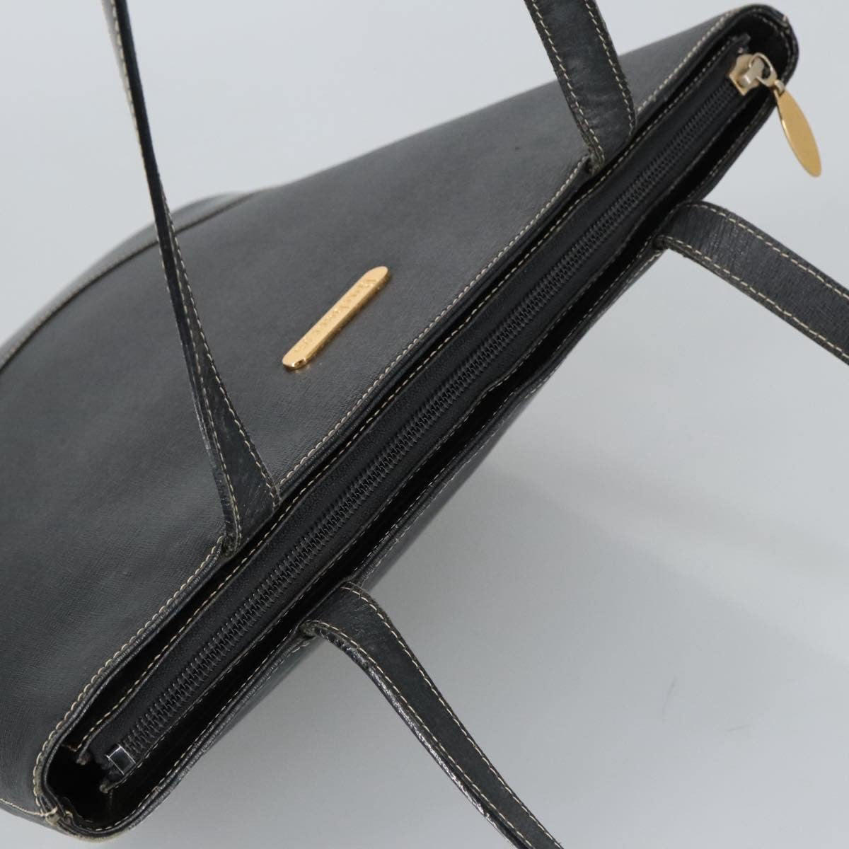 Burberry Handle Tote Leather, BLACK, LEATHER, Tote bag