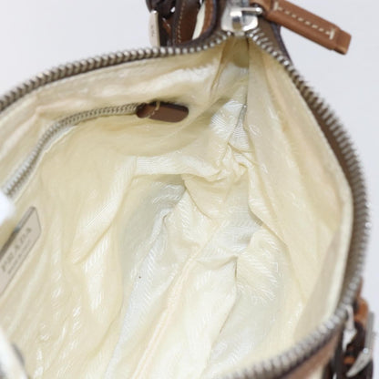 Prada Vintage Shoulder Bag Nylon and Leather, BEIGE, NYLON, Shoulder bag