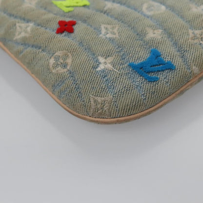Louis Vuitton New Wave Zipped Pochette Monogram Embroidered Quilted Denim, BLUE, DENIM_JEANS, Clutche & pouche