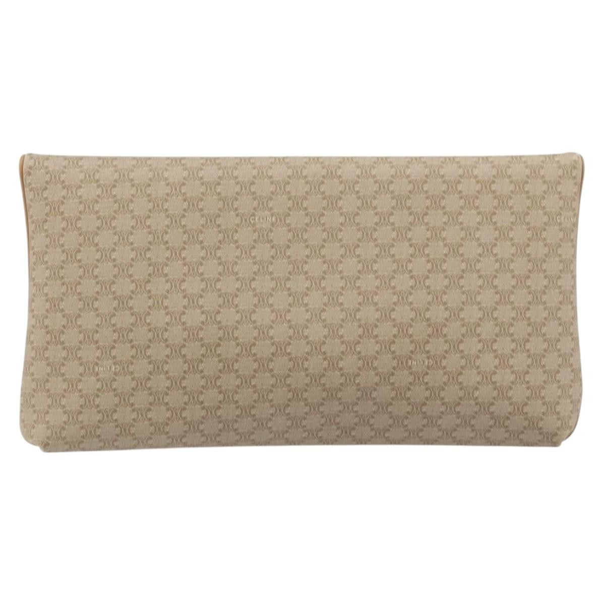 Celine C Macadam Pouch Canvas, Beige, PVC, Clutch