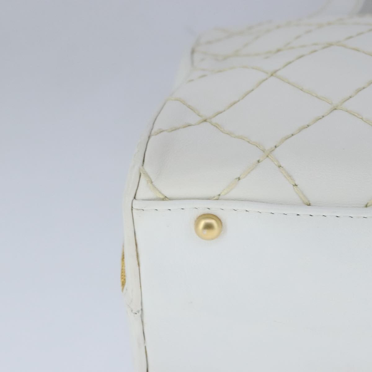 Chanel Surpique Zip Around Satchel Quilted Leather, WHITE, LEATHER, Handbag